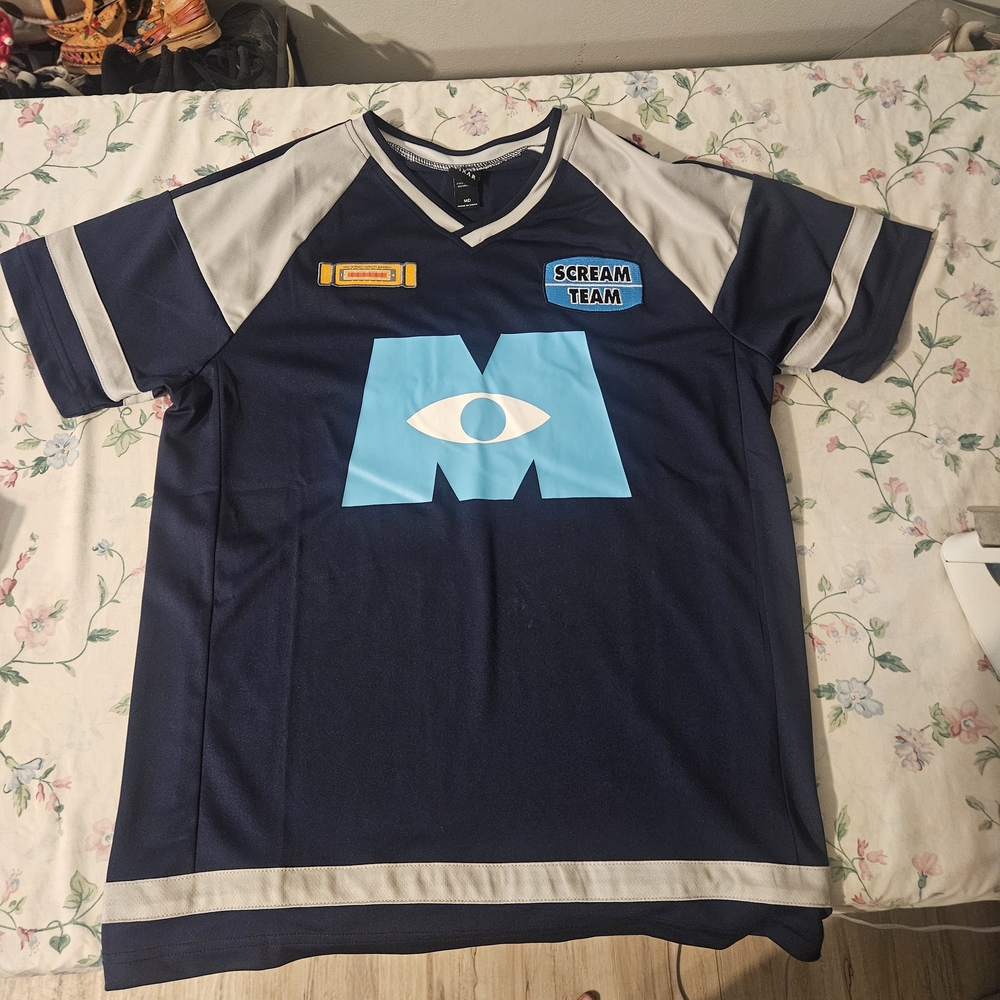 Navy Blue V-Neck Sports Jersey with Logo
